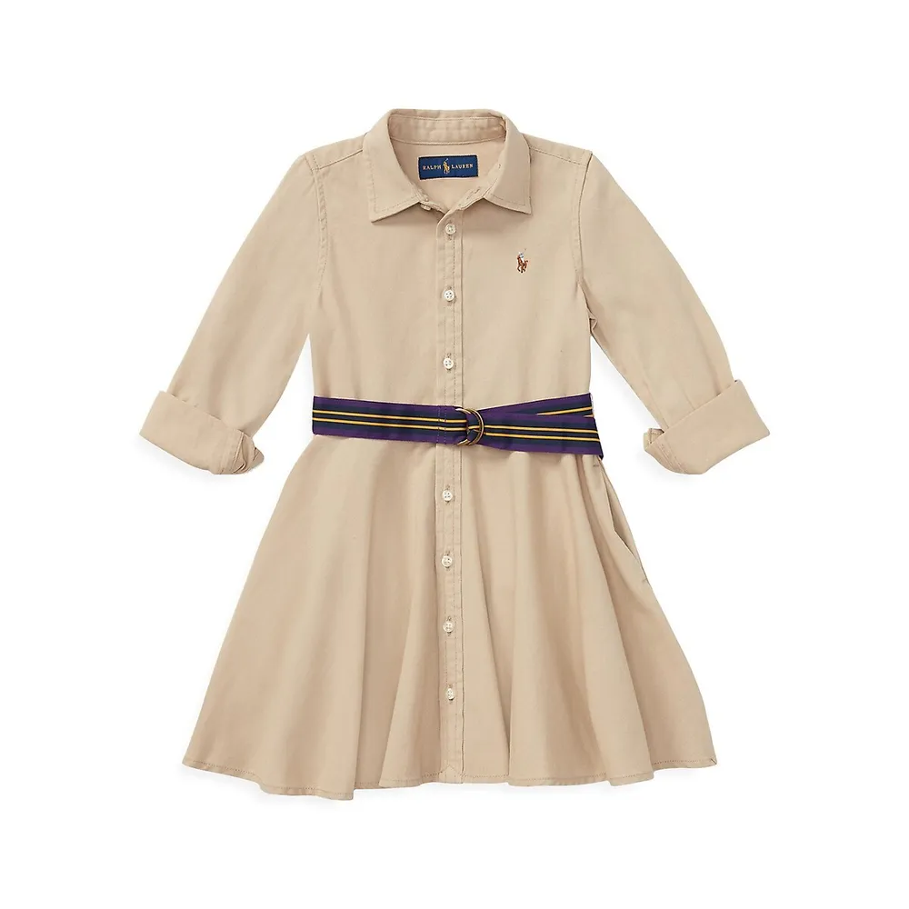 Little Girl's Belted Chino Dress