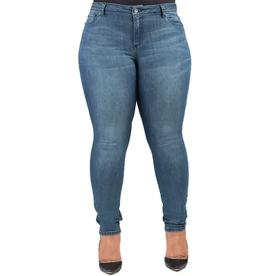Plus Womens Curvy Fit Stretch Denim Five Pockets Skinny Jeans