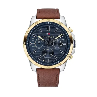 Titanium & Leather-Strap Watch