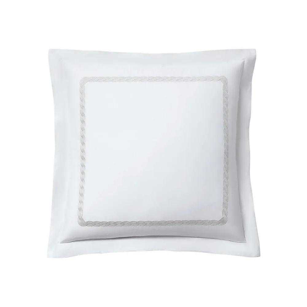 Spencer 300 Thread Count Cotton Sateen Cable-Embroidered Pillow Sham