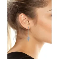 Rhodium-Plated & Crystal Linear Earrings