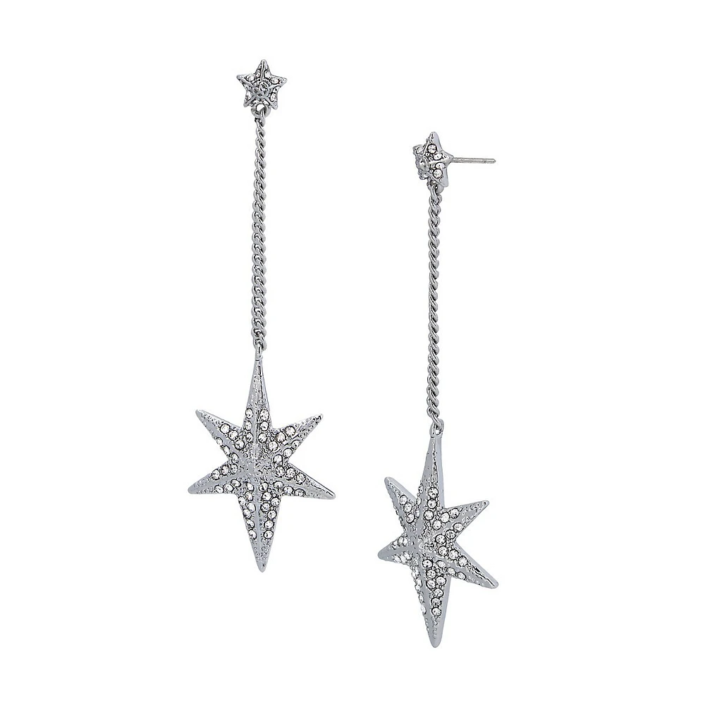 Rhodium-Plated & Crystal Linear Earrings