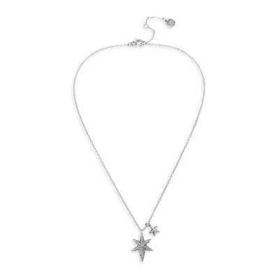 Collier argenté et cristal avec pendentif à breloque en forme d'étoile