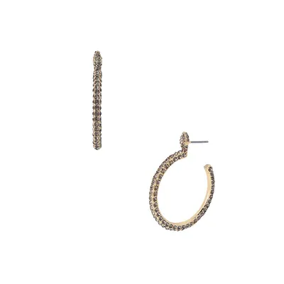 Goldtone & Crystal Pave Snake Hoop Earrings