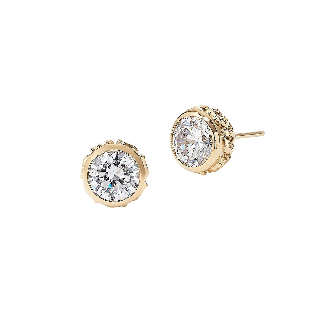 Goldtone Crystal C Stud Earrings