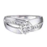 Canadian Dreams 14k White Gold .80ctw Center Solitaire With .20ctw Shoulder Diamonds Solitaire Ring