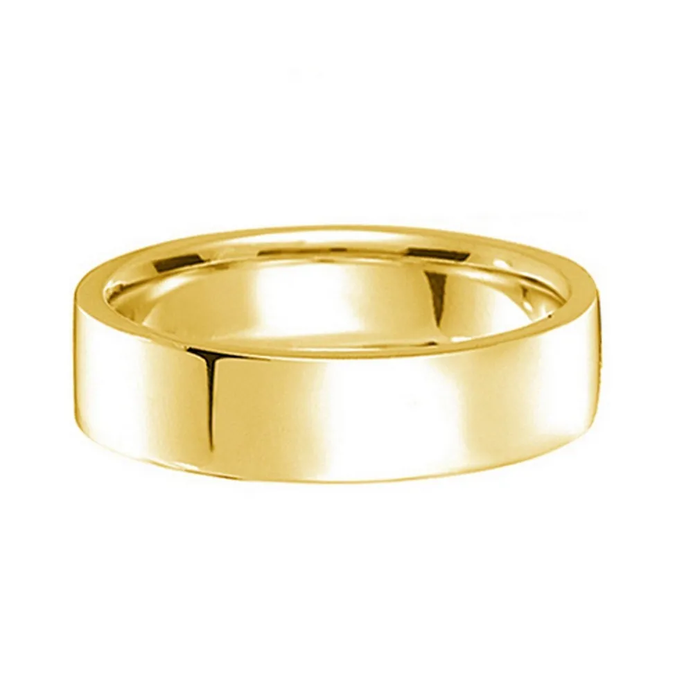 14k Yellow Gold Flat Comfort Fit Wedding Band Ring