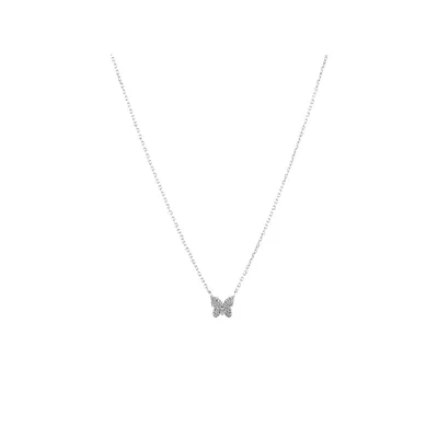 Butterfly Necklace With Diamonds In Sterling Silver