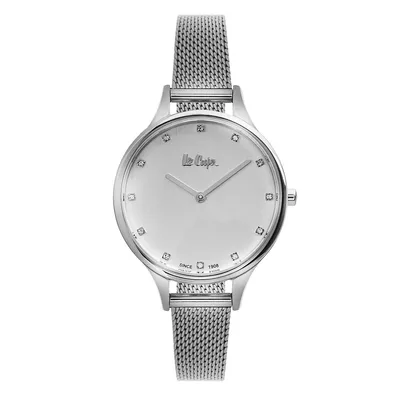Ladies Lc06865.330 2 Hand Silver Watch With A Silver Mesh Band And A White Dial