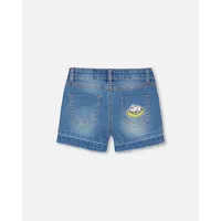 Blue Jean Short With Funny Patches