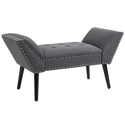 Button Tufted Entryway Bench, Upholstered Bedroom Bench