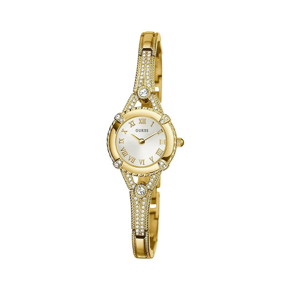 Angelic Goldtone & Crystal Bracelet Watch