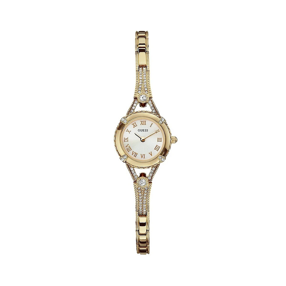 Angelic Goldtone & Crystal Bracelet Watch