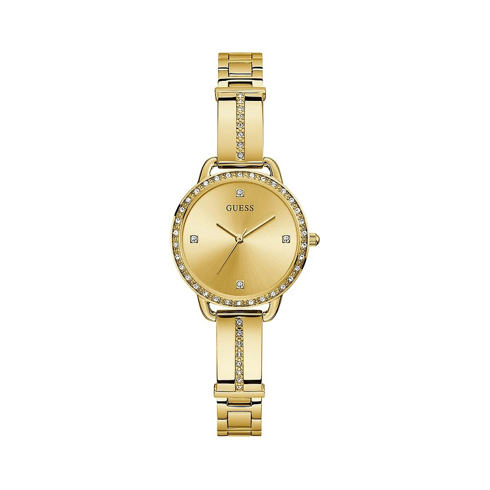 Goldtone Stainless Steel & Crystal Bracelet Watch