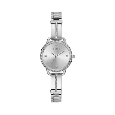 GW0022L1 Polished Stainless Steel Glitz Bangle Bracelet Watch