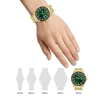 GW0220G2 Green Dial & Polished Goldtone Bracelet Watch