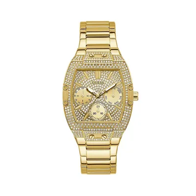 Raven Polished Goldtone Stainless Steel Watch