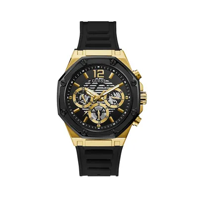 Sport Black & Goldtone Silicone Strap Chronograph Watch GW0263G1