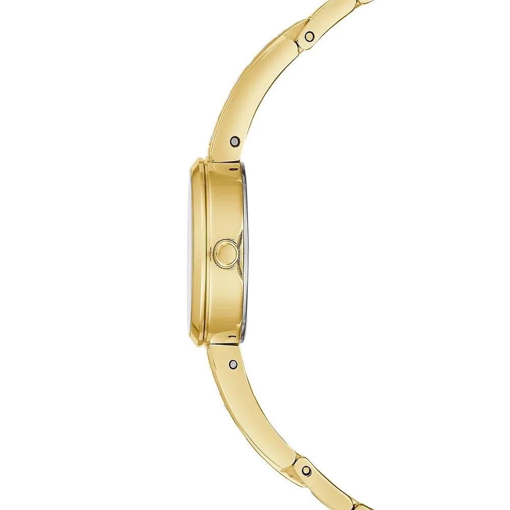 Montre analogique à bracelet doré avec cadran soleillé en acier inoxydable Ladies Jewellery GW0228L2