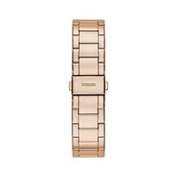 Rose Goldtone Stainless Steel & Crystal Pavé Link Bracelet Watch ​GW0320L3