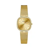 Crystal & Goldtone Stainless Steel Mesh Bracelet Watch GW0354L2