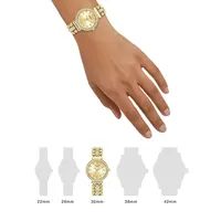 Goldplated Crystal Pavé Link Bracelet Analog Watch GW0401L2