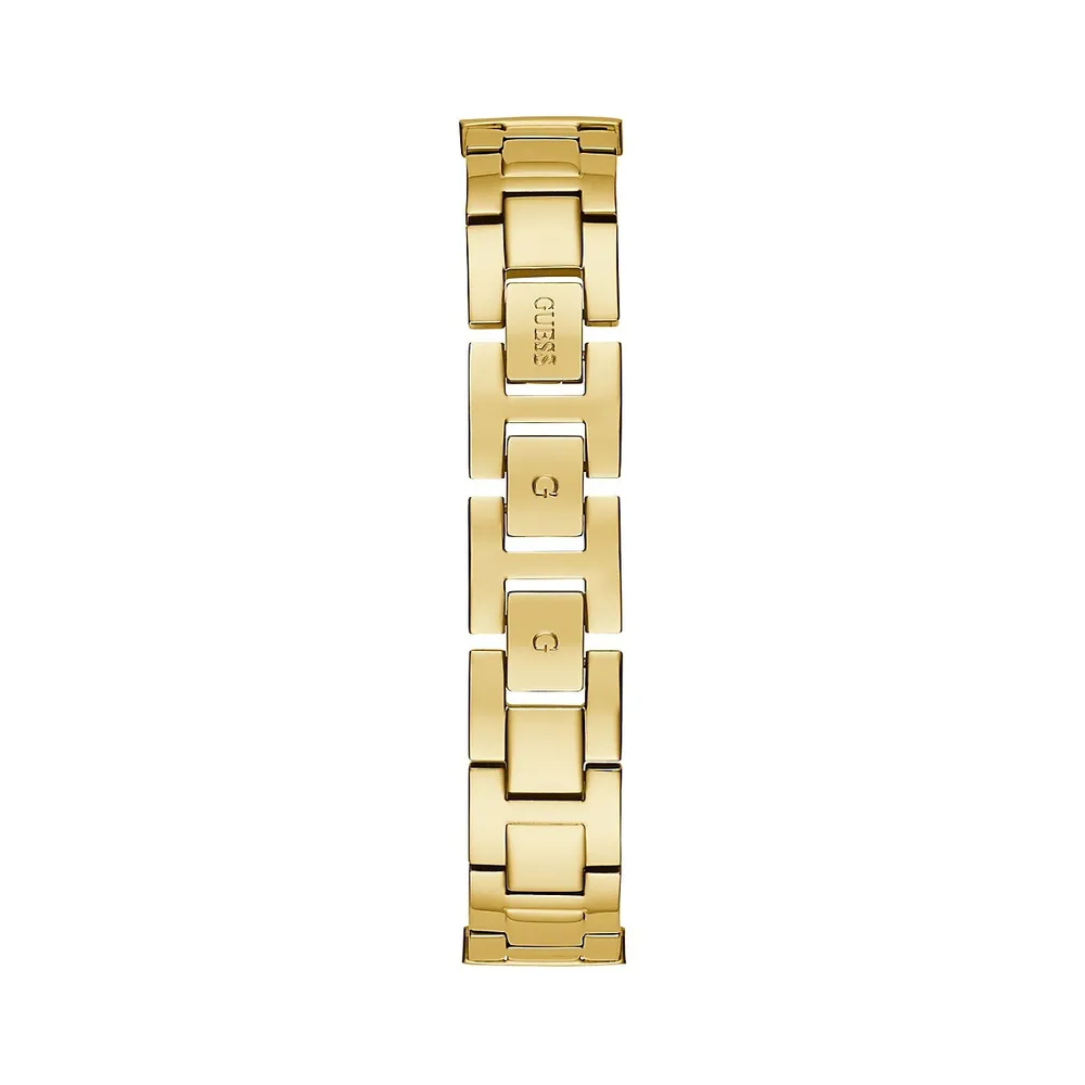 Goldplated Crystal Pavé Link Bracelet Analog Watch GW0401L2