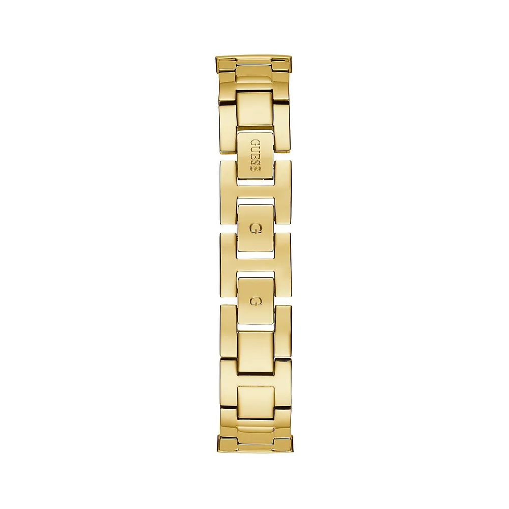 Montre analogique avec bracelet à maillons en pavé de cristaux plaqué or GW0401L2