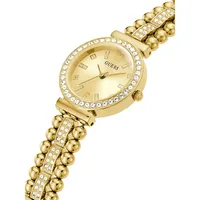 Goldplated Crystal Pavé Link Bracelet Analog Watch GW0401L2