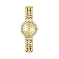 Goldplated Crystal Pavé Link Bracelet Analog Watch GW0401L2