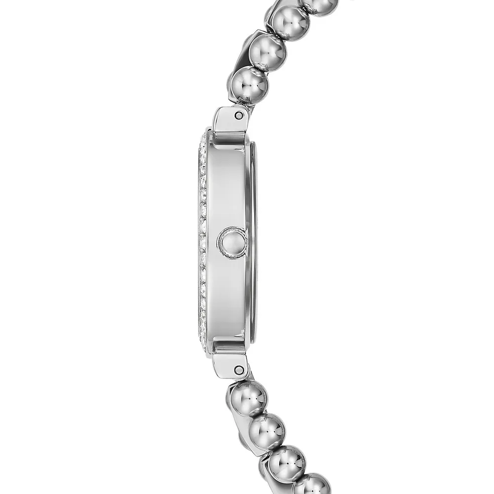 Montre-bracelet en acier inoxydable ornée de perles scintillantes GW0401L1