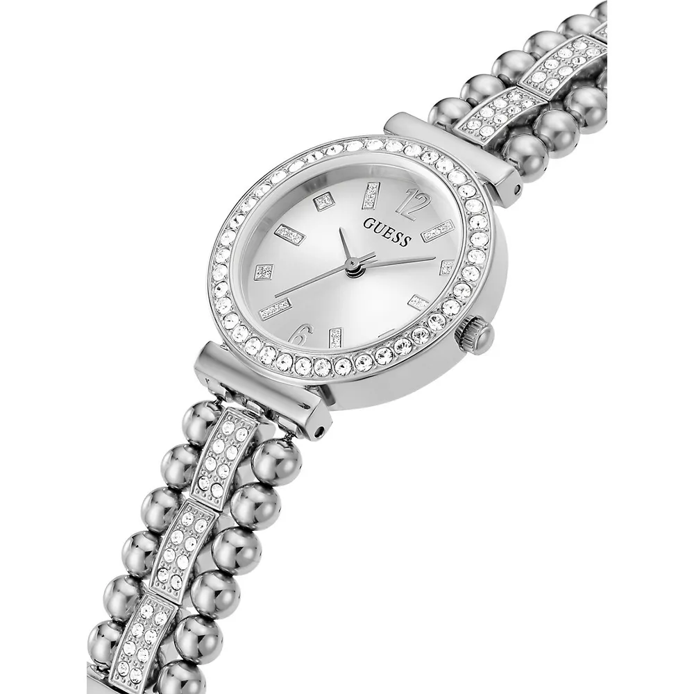 Glitz Beaded Stainless Steel Bracelet Watch GW0401L1