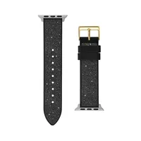 Bracelet souple en cuir véritable noir scintillant pour montre Apple Watch, 20 MM, CS2004S1