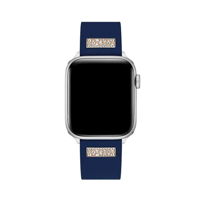 Bracelet en cuir noir avec plaque à logo pour montre Apple Watch, 22 mm, CS3004S3