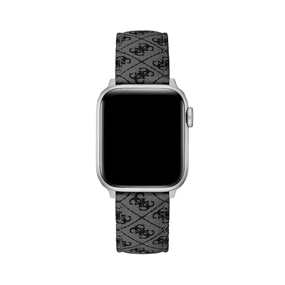 Black Leather Quattro G Logo Strap For Apple Watch