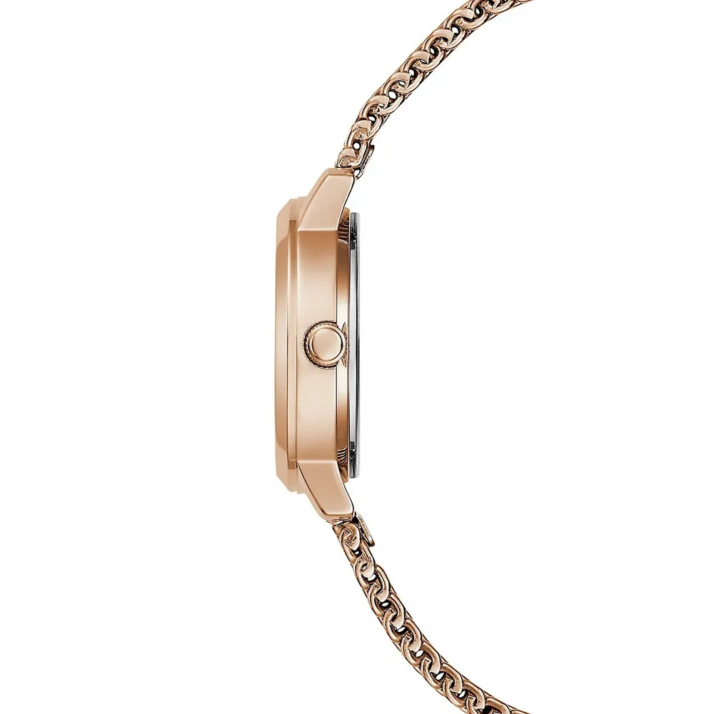 Montre à bracelet milanais en acier inoxydable rose doré GW0520L3