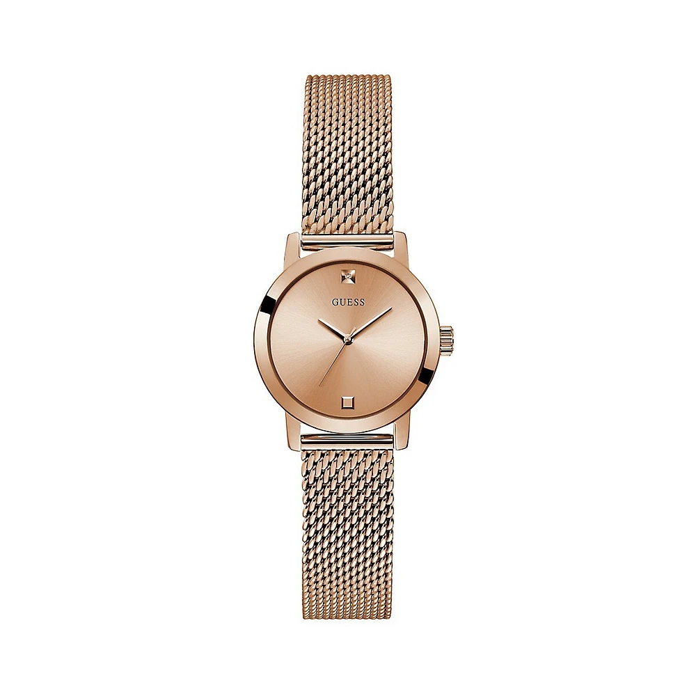 Montre à bracelet milanais en acier inoxydable rose doré GW0520L3