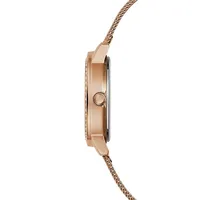 Montre en acier inoxydable rose doré avec bracelet milanais et cristaux GW0534I3