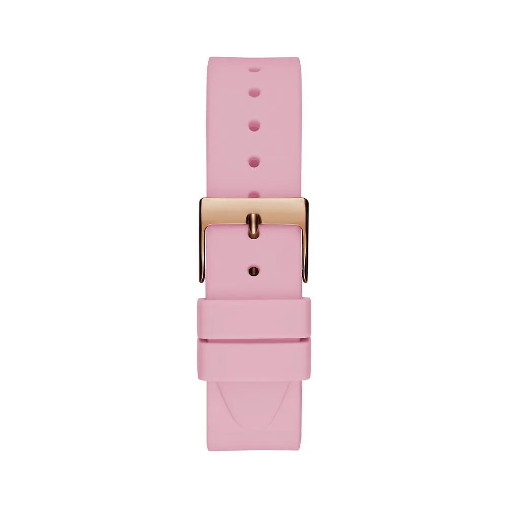 Montre en acier inoxydable rose doré avec bracelet en silicone GW0530L4