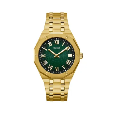 Montre-bracelet dorée et verte Sunburst, GW0575G2