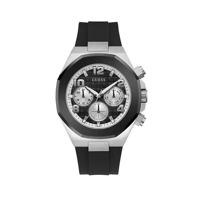 Montre chronographe en inox avec bracelet en silicone, GW0583G1