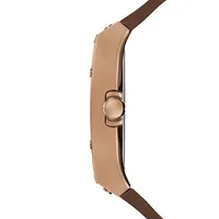 Montre multifonction en acier inoxydable de ton brun avec bracelet en silicone GW0568G1