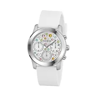 Multicolour Crystal, Stainless Steel & Silicone Strap Multifunction Watch GW0560I1