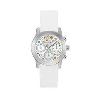 Multicolour Crystal, Stainless Steel & Silicone Strap Multifunction Watch GW0560I1