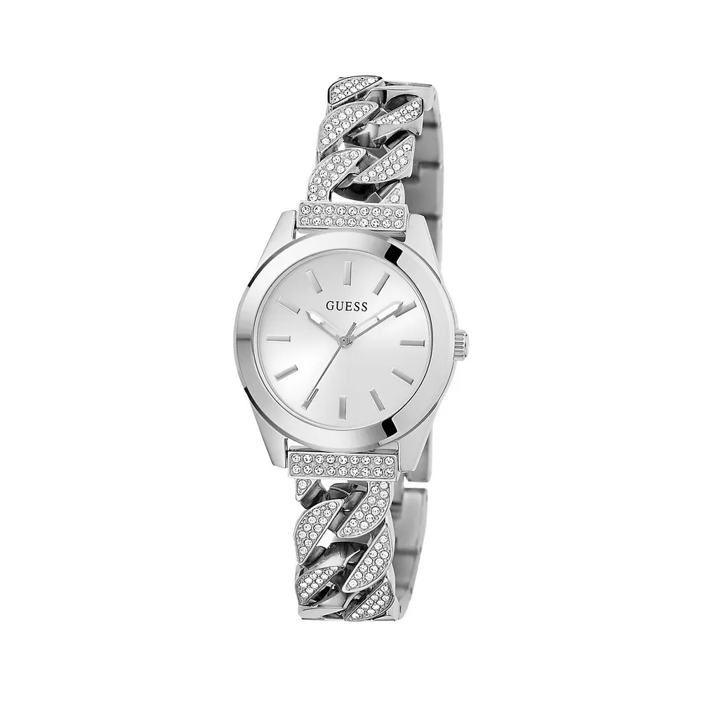 Montre en acier inoxydable avec bracelet à cristaux GW0546I1