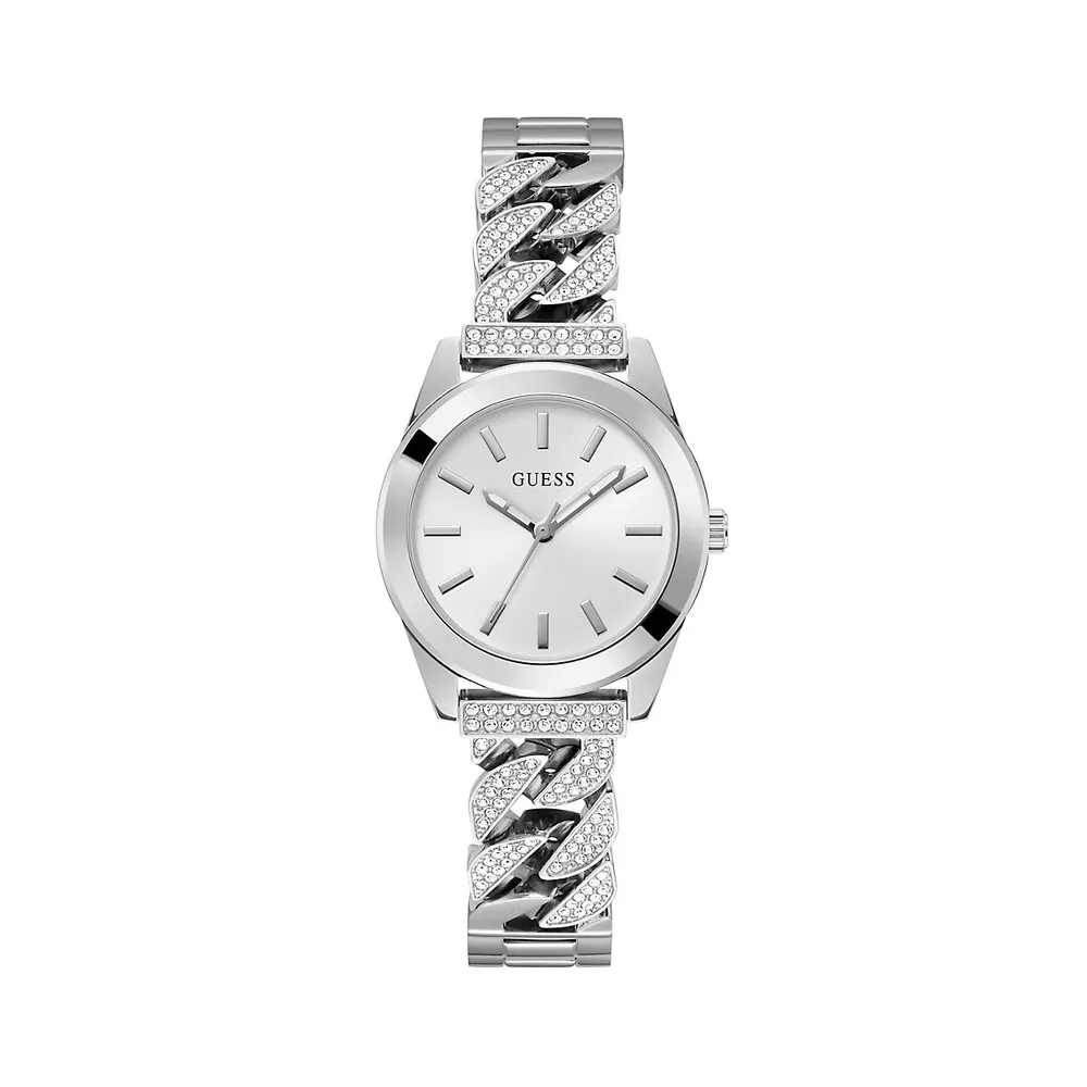 Montre en acier inoxydable avec bracelet à cristaux GW0546I1