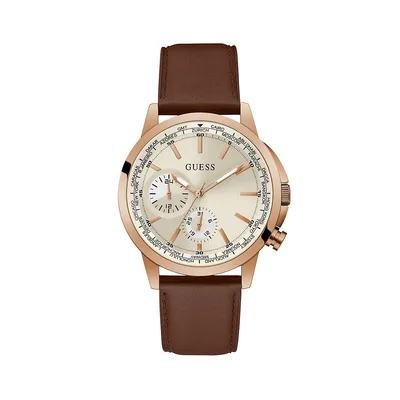 Montre chronographe de couleur rose doré avec bracelet en cuir GW0540G4