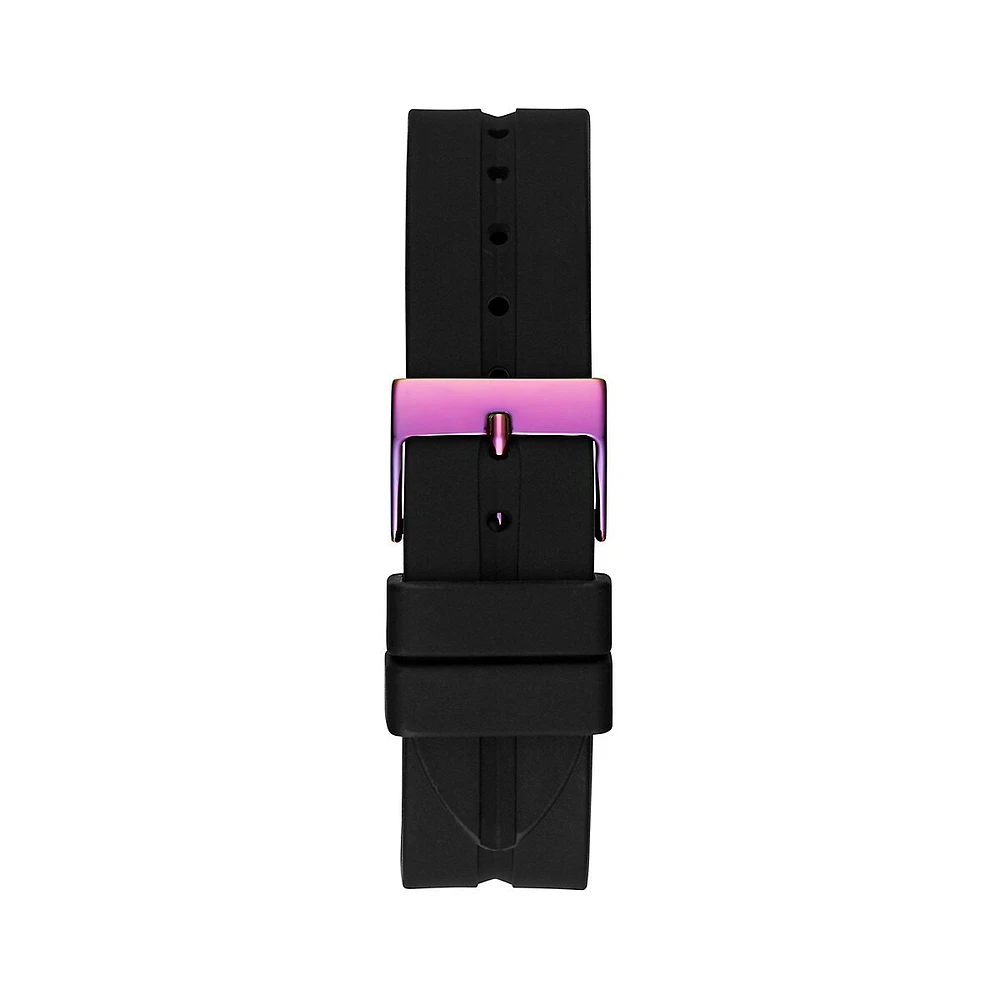 Montre en acier inoxydable à bracelet en silicone et à cristaux GW0618L3