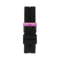 Montre en acier inoxydable à bracelet en silicone et à cristaux GW0618L3