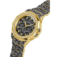 Goldtone & Black Stainless Steel Bracelet Watch GW0597L1